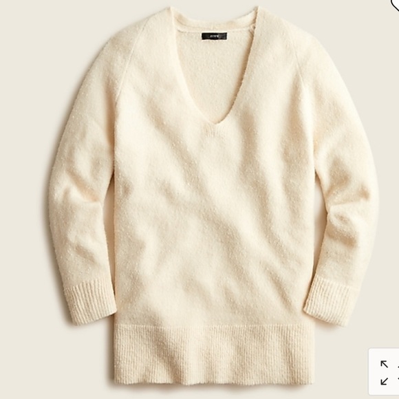 J. Crew Stretch-wool V-neck tunic sweater cream S - Picture 1 of 7